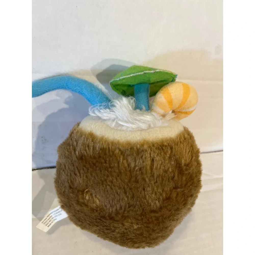 Patchwork Pet Coconut Drink Plush Dog‎ Toy Tropical Tiki Summer Brown 6 Inch